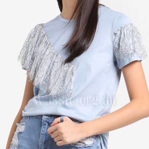 Topshop Lace Ruffle Tee